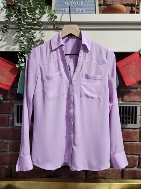 Womens Express Portfino Lavendar Blouse Size Small